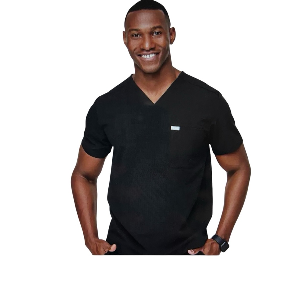 Figs Men's Black V-Neck Shirt